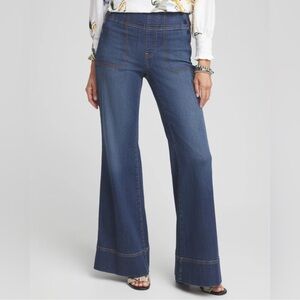 NWOT Chico’s Pull-On Flare Wide Leg Women’s Jeans Denim Stretch Sz 2.5 or 14